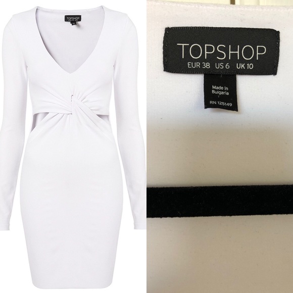 white long sleeve cut out dress